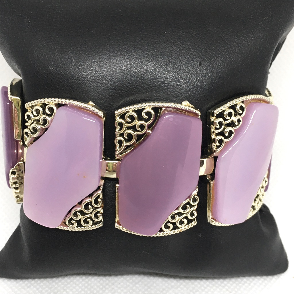 Vintage Coro Purple Thermoset Lucite Wide Bracelet 50s -60s High Qua 74$